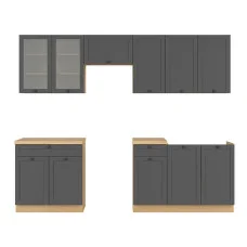 Modular kitchen SEMI LINE 260 UKLAD 2, oak reveal / graphite